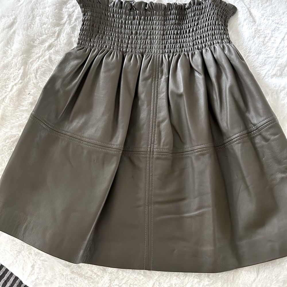 Munthe Sandila Army Green Leather Mini Skirt - Size 38 (6)